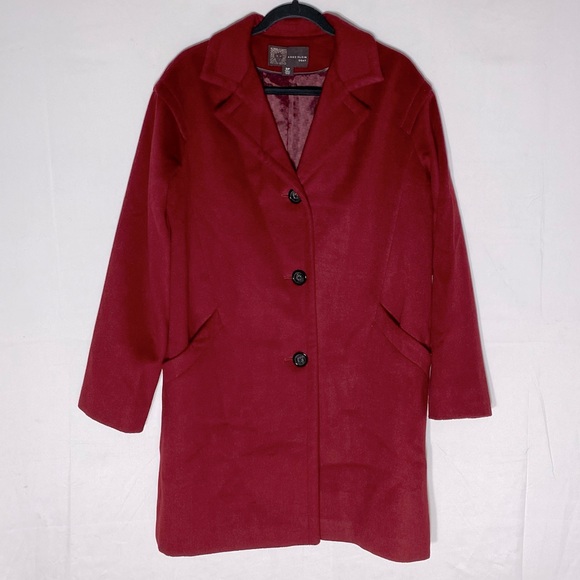 Anne Klein Jackets & Blazers - Anne Klein Red Wool Cashmere Blend 3 Button Overcoat S